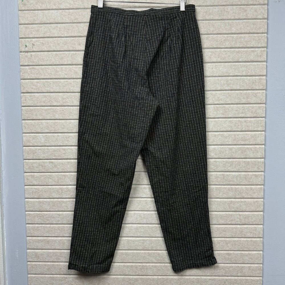 Talbots High-Waisted Tattersall Plaid Work Pants Black/White Size 12P - Picture 4 of 14